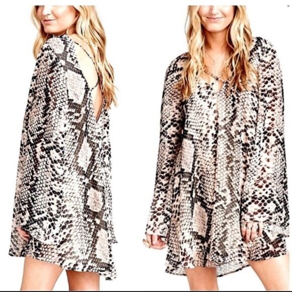 Show Me Your Mumu Joni Flow Mini Dress in Snake & Shake Print Mini Dress Size XS - Picture 1 of 11